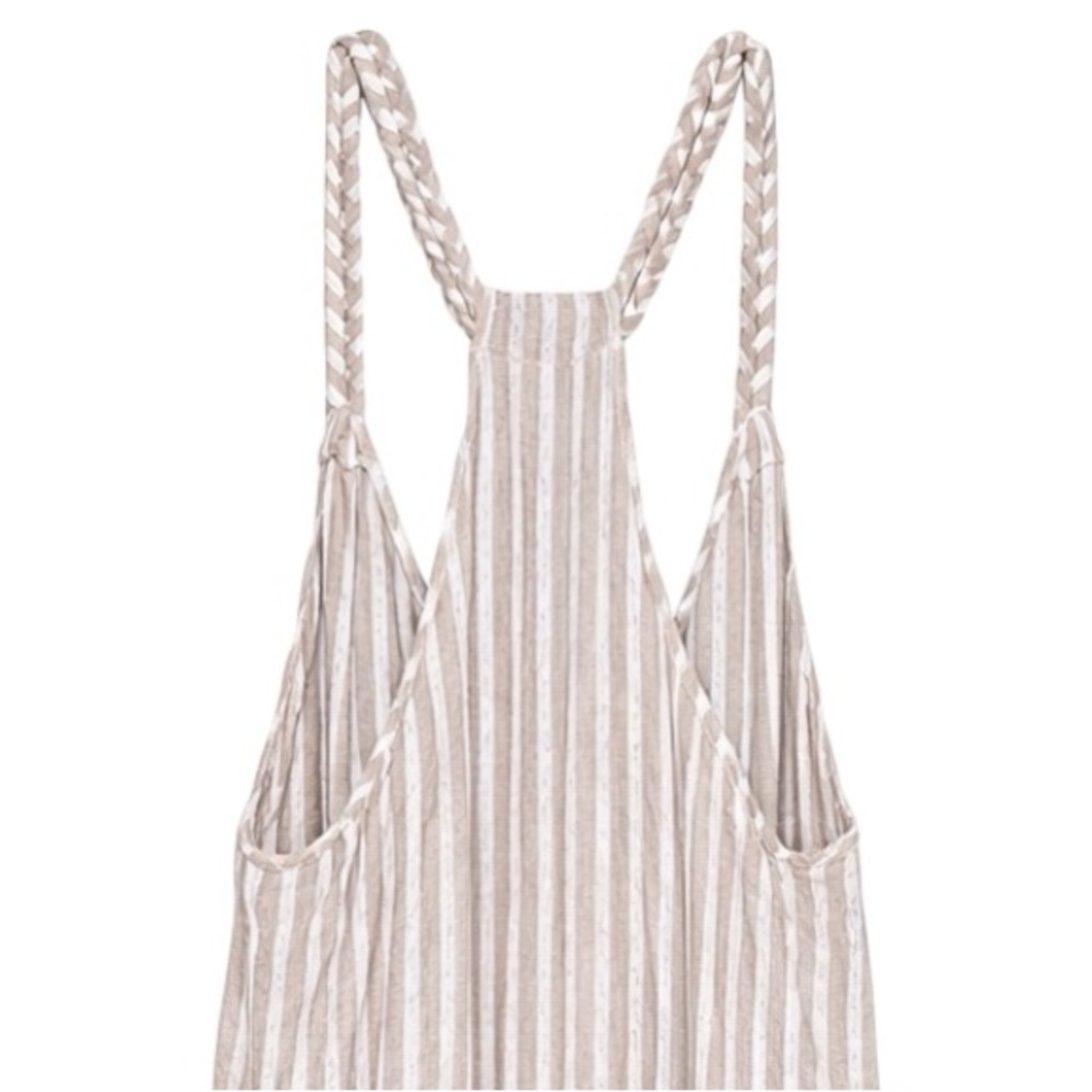 Rachel Ashwell Linen Blend Braided Strap Stripe Midi Dress Side Slit Women S - Picture 7 of 10